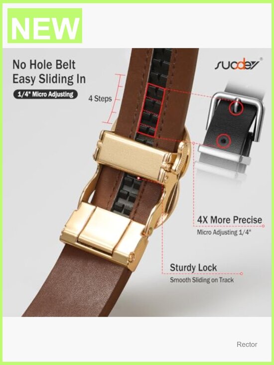 Faux Leather Ratchet Belt for Women - No Hole Design, Adjustable 1.2\